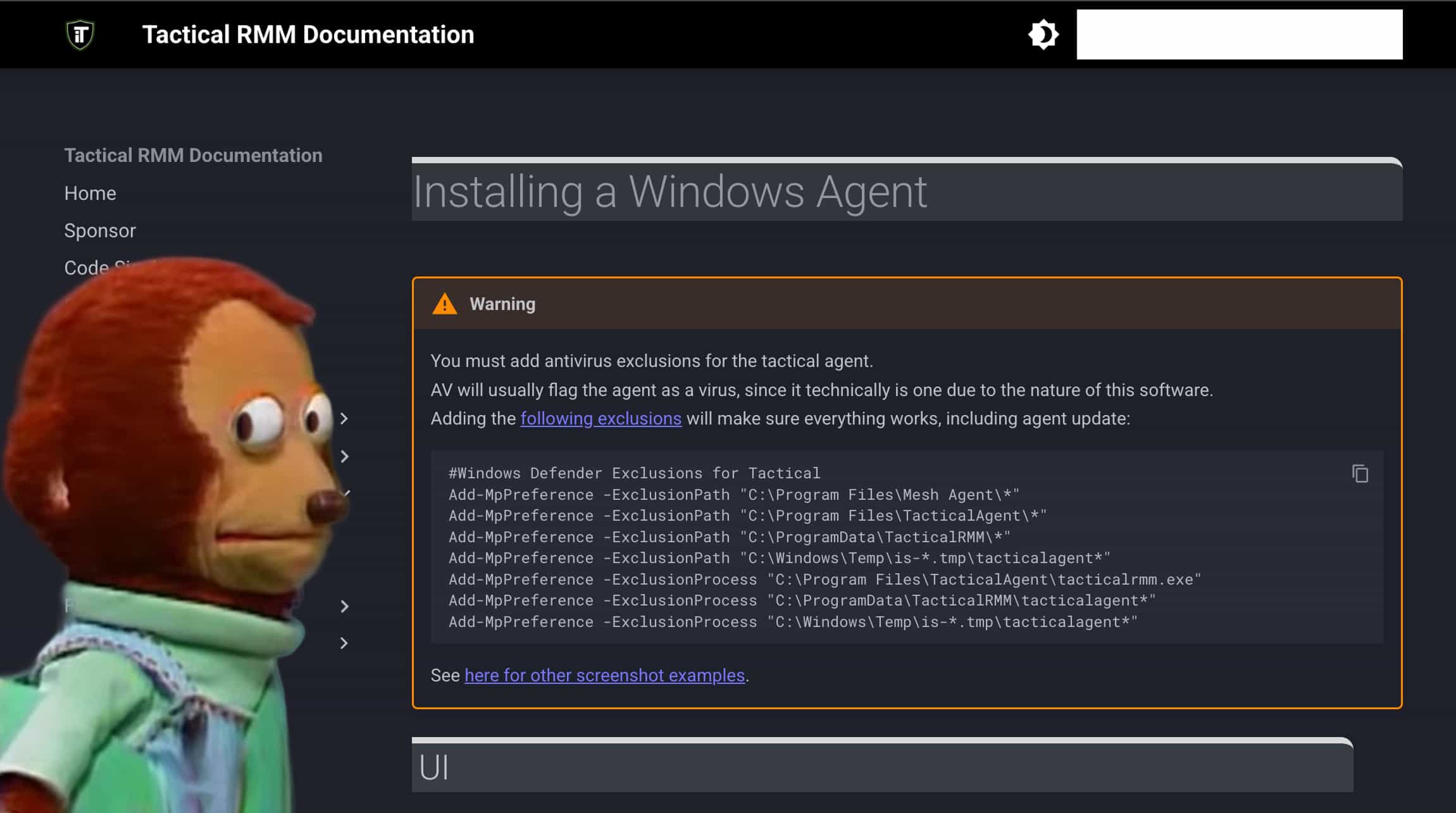 TacticalRMM antivirus meme: when your open-source RMM has better detection rates than the commercial suite you're paying $3/endpoint for
