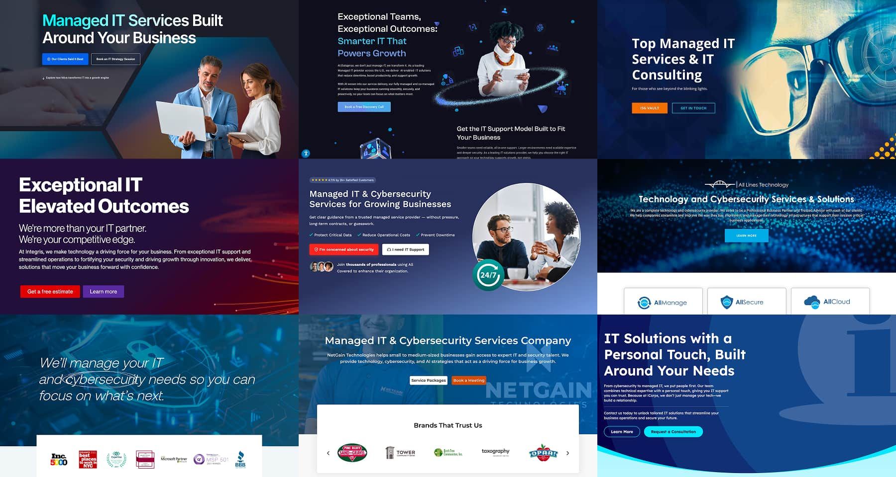 MSP homepage hero sections – most say the same thing